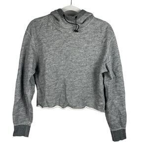 Rag & Bone New York Gray Cropped‎ Raw Edge Pullover Hoodie Size XS